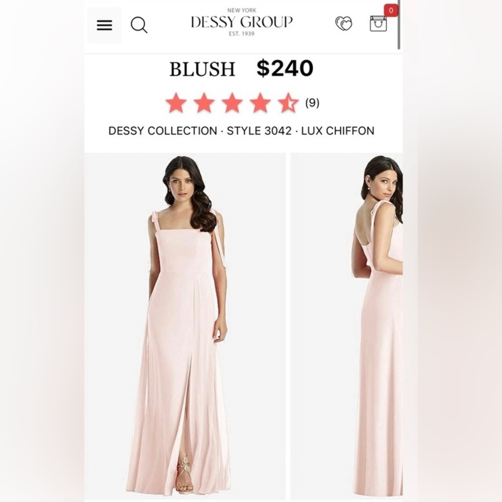 Dessy Blush Chiffon Bridesmaid Dress Style 3042 - Size 8